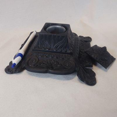 Iron Ink Well and Double Pen Holder