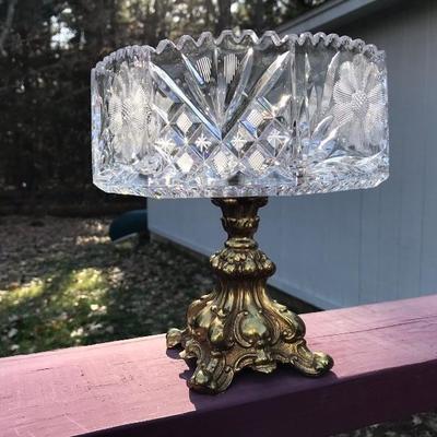 Beautiful Etched Crystal Bowl Dish