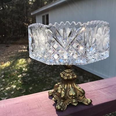 Beautiful Etched Crystal Bowl Dish