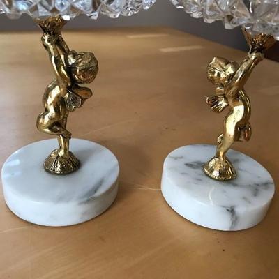 Beautiful Pair if Crystal Candle Holders Crystal Dish