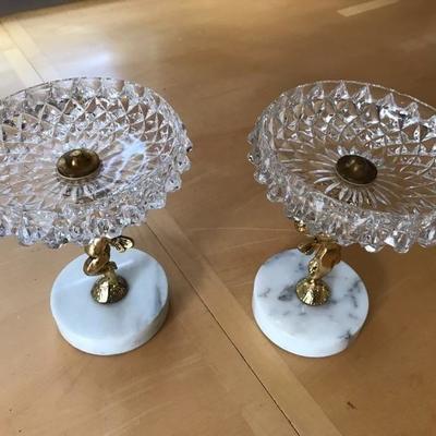 Beautiful Pair if Crystal Candle Holders Crystal Dish