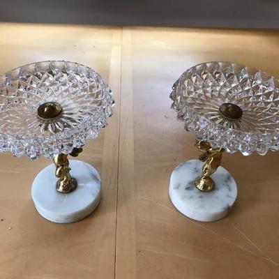 Beautiful Pair if Crystal Candle Holders Crystal Dish