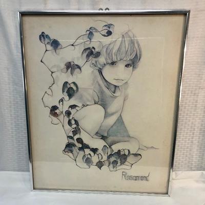 Drawing of child, framed