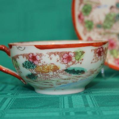 Asian Design Tea Cup and Saucer