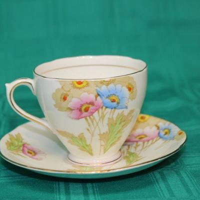 Colorful Flower Tea Cup and Saucer
