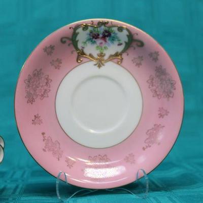 Pink and Gold Floral Tea Cup and Saucer