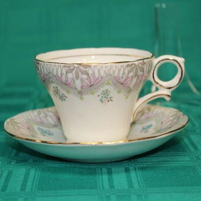 Pink and Blue Floral Tea Cup and Saucer