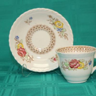 Yellow and Blue Tea Cup & Saucer