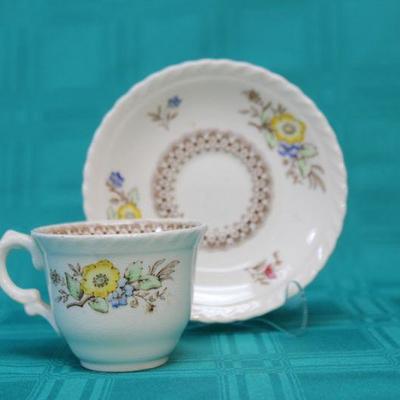 Yellow and Blue Tea Cup & Saucer
