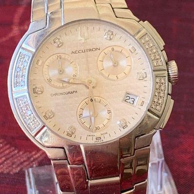 LOT 85 Accutron 26E05 York Chronograph men's diamond watch 