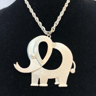Vintage Statement piece necklace, White elephant 
