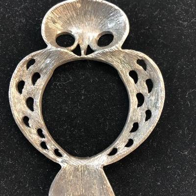 Owl necklace metal outline, vintage