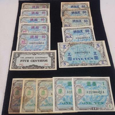 Collection of WWII Japanese Currency