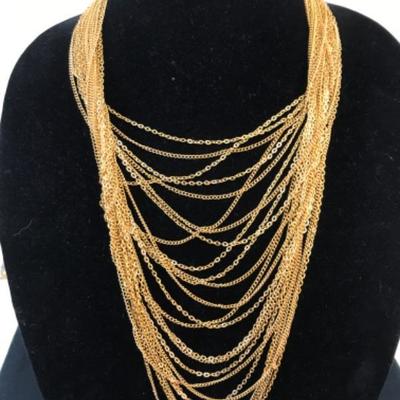 Vintage Costume Gold Colored Necklace 