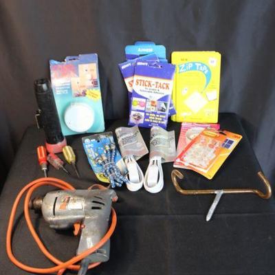 Household Items Lot with Electric Drill