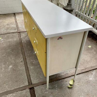 LOT 90 - RETRO 1970s Yellow & white dresser