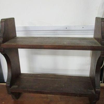 Lot 11 - Vintage Solid Wood 2 Tier Shelf with Dish Grooves