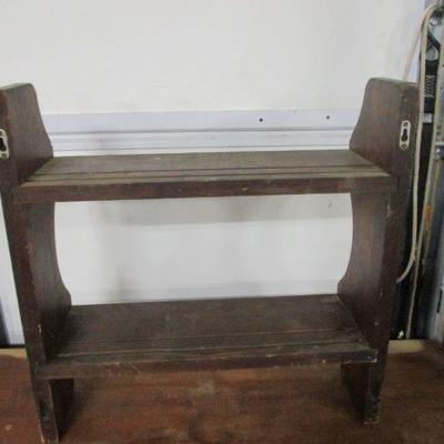 Lot 11 - Vintage Solid Wood 2 Tier Shelf with Dish Grooves