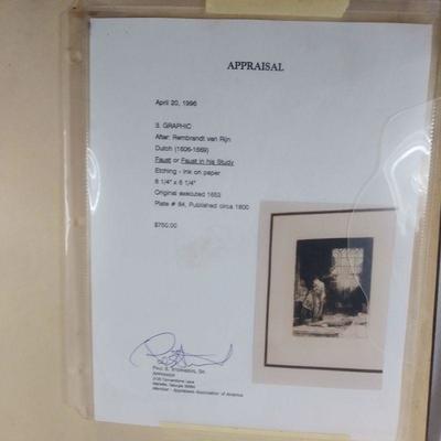 Framed Etching "Faust in His Study"