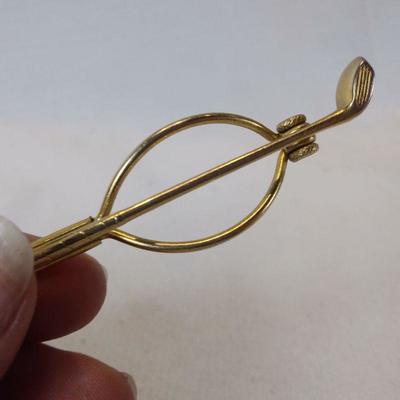 Gold-Washed Golf Club Tie Bar