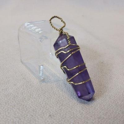 Gold Wire-Wrapped Amethyst Pendant