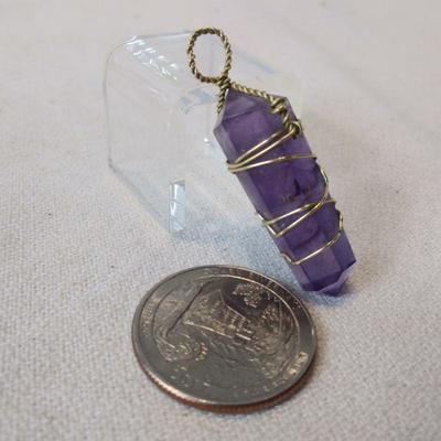 Gold Wire-Wrapped Amethyst Pendant