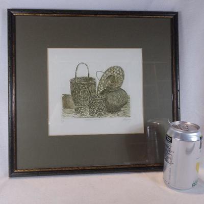 "House Baskets" Etching - Signed Artist Proof