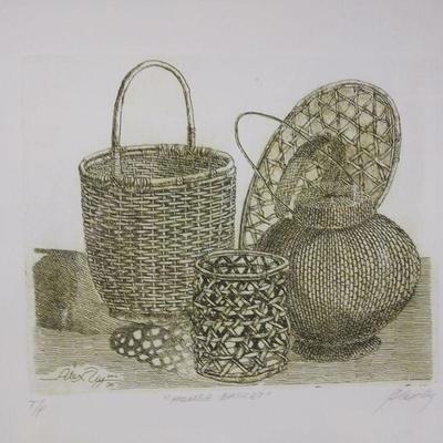 "House Baskets" Etching - Signed Artist Proof