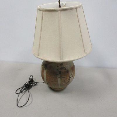 Lot 28 - Decorative Brown Pottery Pot Belly Lamp