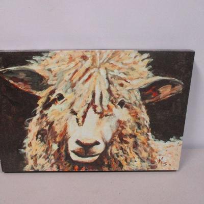 Lot 30 - Canvas on Wood Frame Picture Of A Sheep