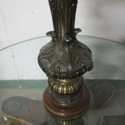 Lot 39 - Rare Antique Regency Brass and Pot Metal Stand with Glass Top Lamp Table 
