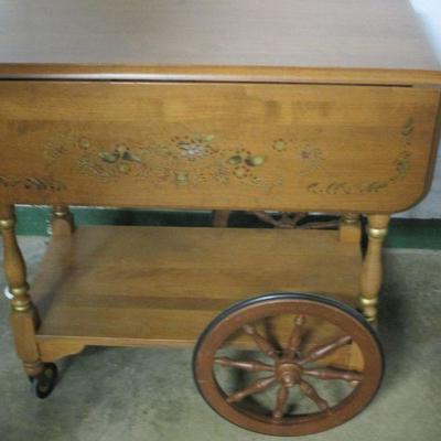 Lot 40 - Solid Wood Maple and Birch Drop Leaf Buffet Cart