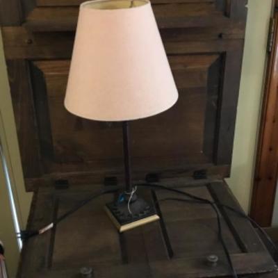 Candlestick lamp with pink shade Lot 1373