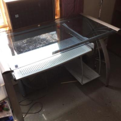 Metal and glass desk Lot 1391