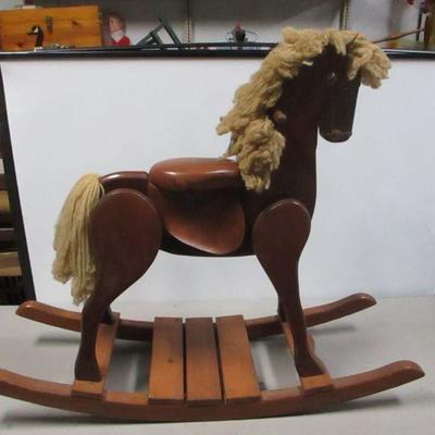 Lot 65 - Vintage Hand Crafted Wooden Rocking Horse