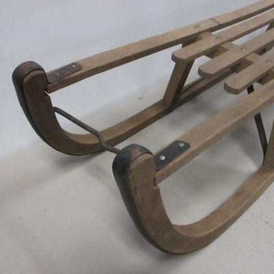 Lot 67 -Antique Primitive Wooden Sleigh with Metal Runners