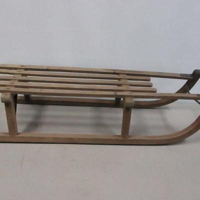 Lot 67 -Antique Primitive Wooden Sleigh with Metal Runners