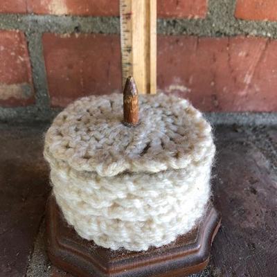 Crochet Coasters with Wood Holder