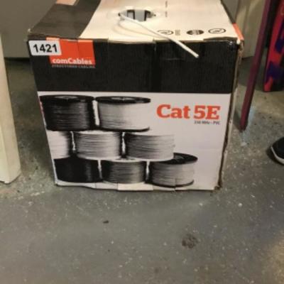 Mostly full box of cat 5E wire Lot 1421