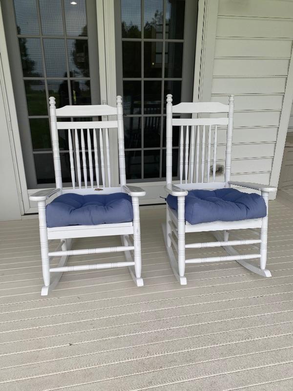 Lot 7 Pair of WOODEN Rockers with Cushions