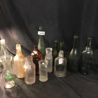 Assorted old glass bottles lot 1449
