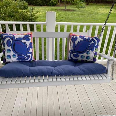 Lot #11 Wooden Porch Swing with Cushions
