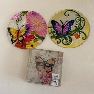 Glass Butterfly Plates and Coasters