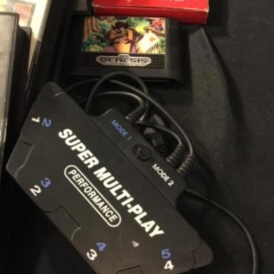 Sega Genesis Games and controllers and multitap lot 1456