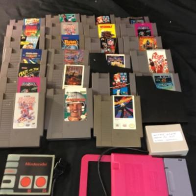 Nintendo NES Cartridges, cleaning adapter, wallet, controller receiver lot 1457
