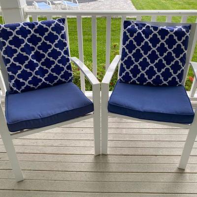 Lot #16 Pair of Outdoor Arm Chairs with cushions