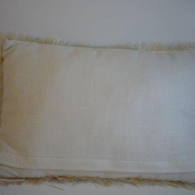 Custom Decorative Pillow - Dog Image - Blue and White with Fringe