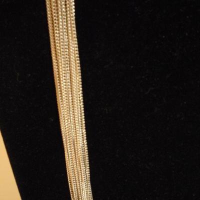 Fashion Necklace - Multi Strand Chains Silver Tone - 14