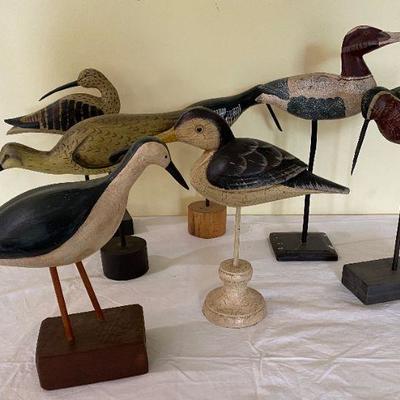Lot # 32 Lot of Large Wooden Stick Birds 