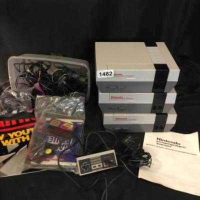 Nintendo Entertainment Systems (3) Controller, cords, cables, Game Genie Lot 1482